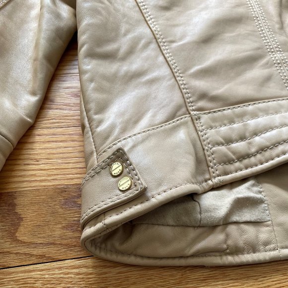 Michael Kors Tan Leather Motorcycle Jacket Size Small - Picture 10 of 15